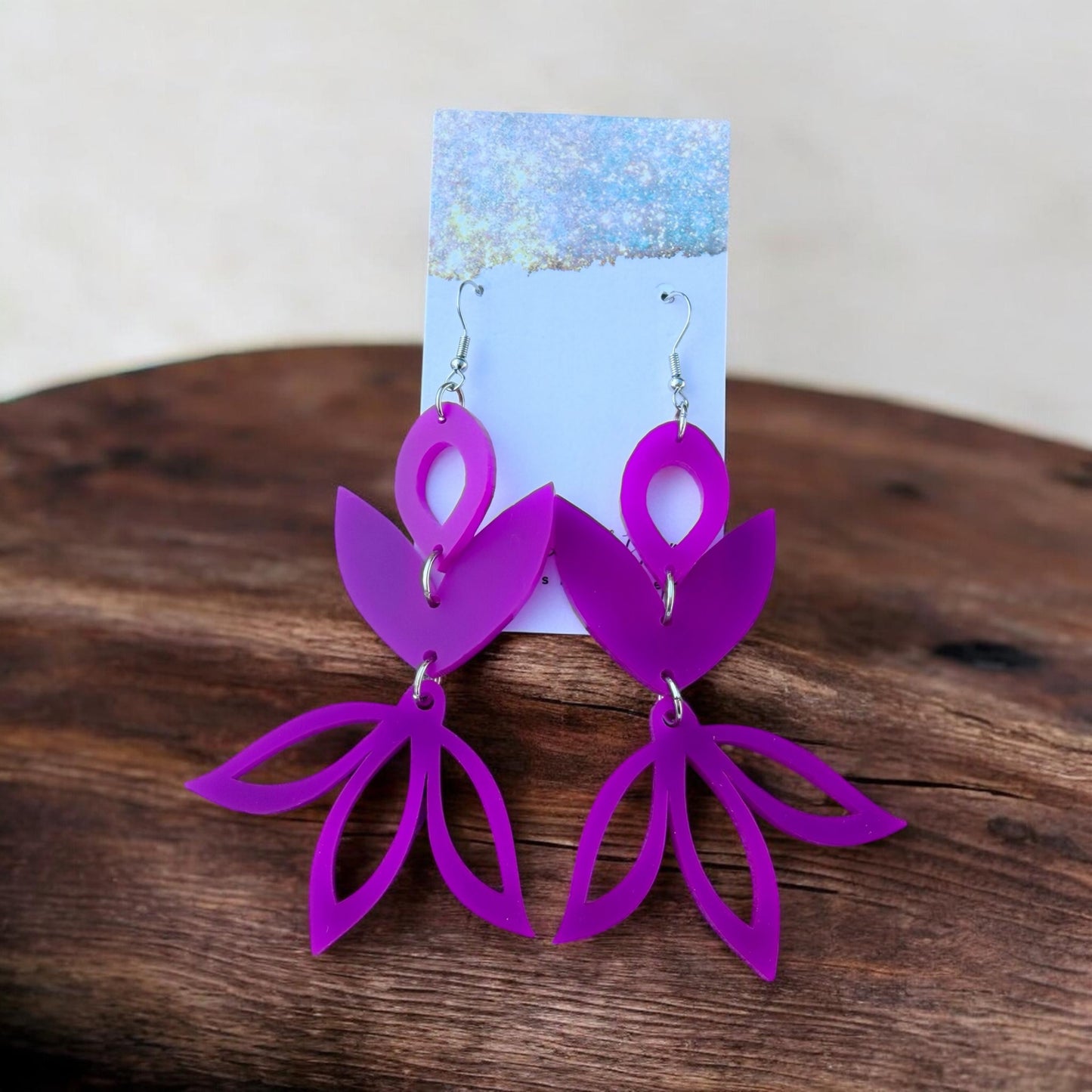 Magenta Tulip Acrylic Earrings