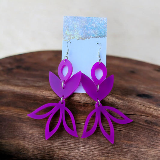 Magenta Tulip Acrylic Earrings