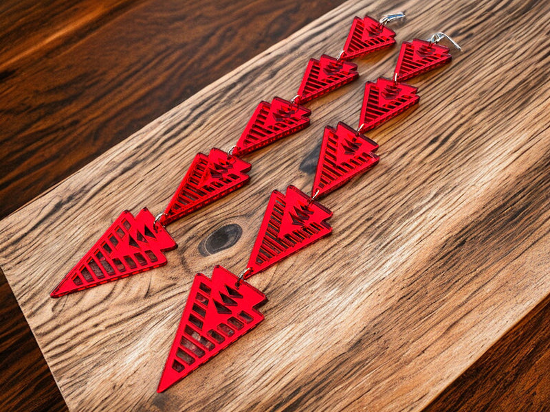 Ruby Red Mirror XXl Arrow Earrings