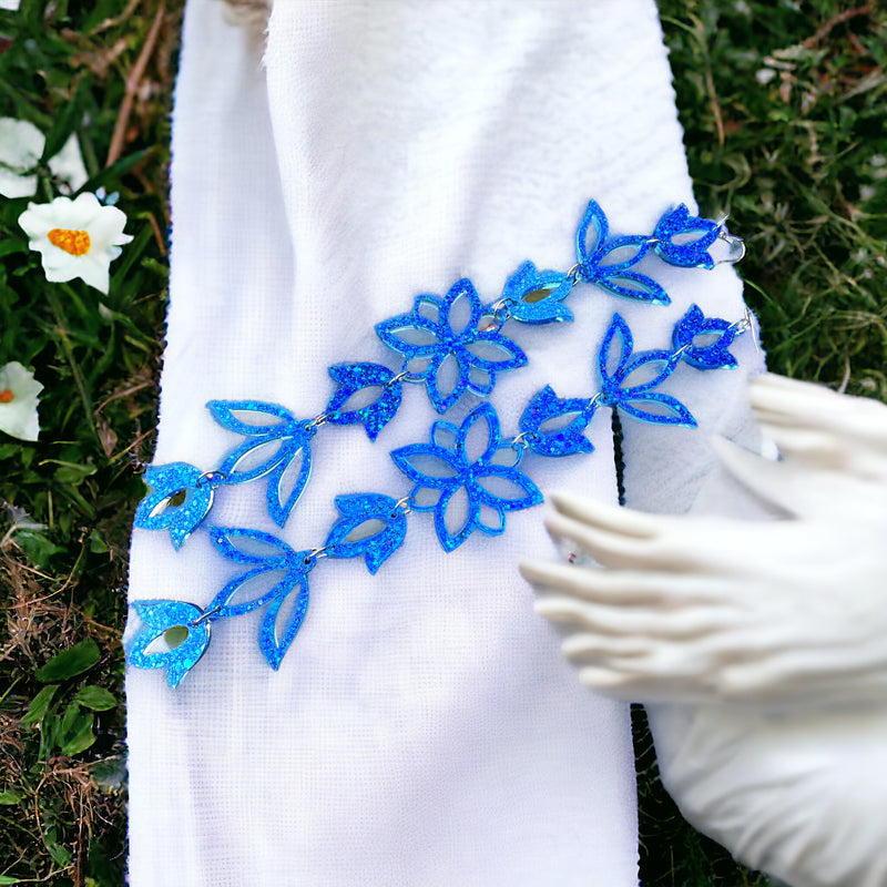 Blue Razzle Dazzle Floral Drop Earrings