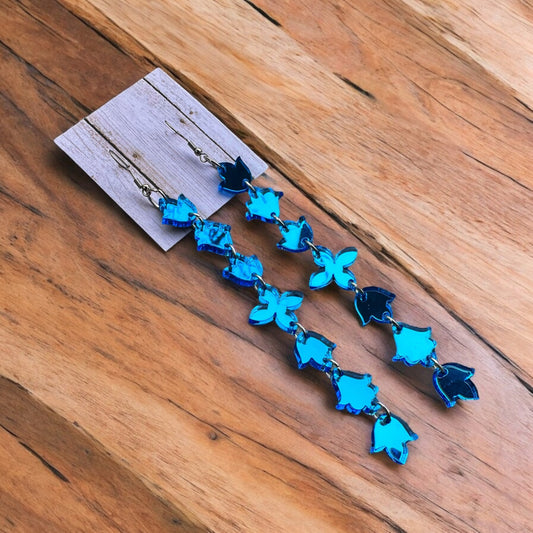 Electric Blue Mirror Mini Floral Earrings