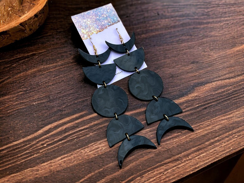 Black Pearl Large Moonphase earrings