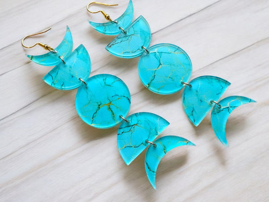 Turquoise Dream Moon Phase Earrings