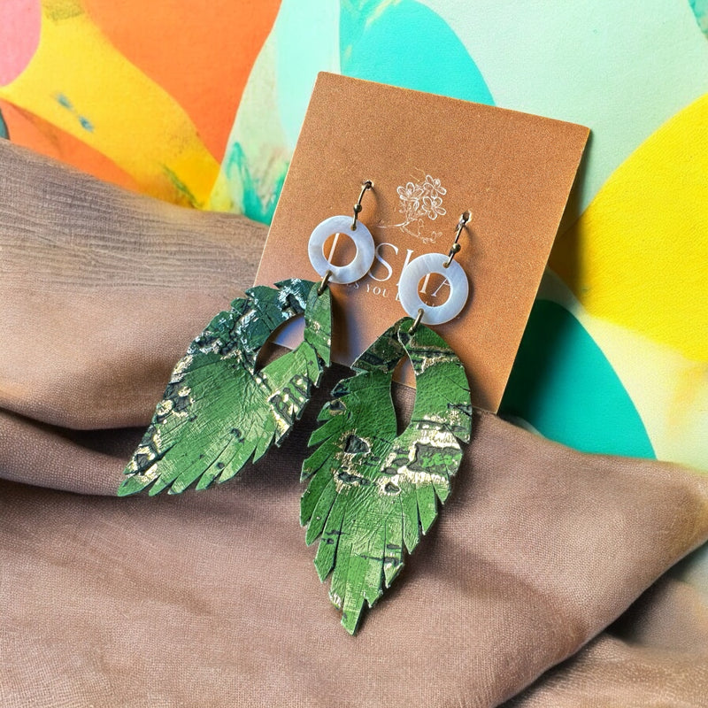 Forest Green Feather Earrings