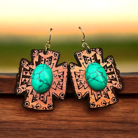 Wood Concho Earrings
