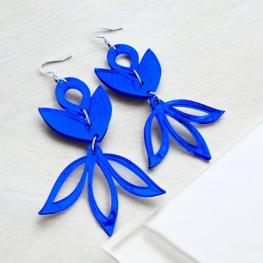 Royal Blue Mirror Acrylic Earrings
