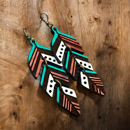 Feather Wood Earrings
