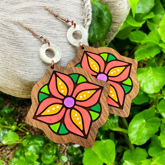 Floral Wood Earrings