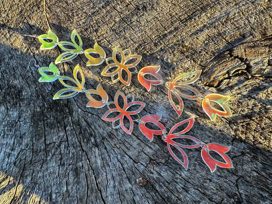 Frosted iridescent Floral Drop Earrings
