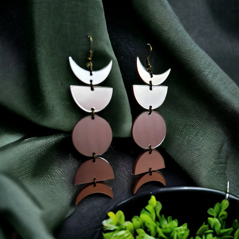 Bronze Metallic Moon Phase Earring