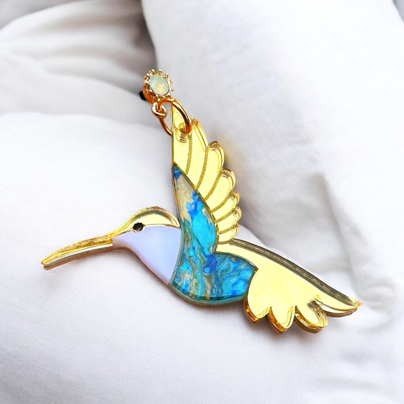 Golden Hummingbird Earrings