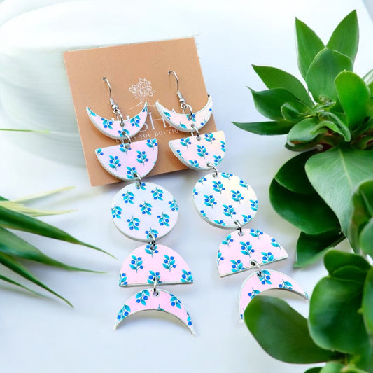 Iridescent Blueberry Moon Phase Earrings