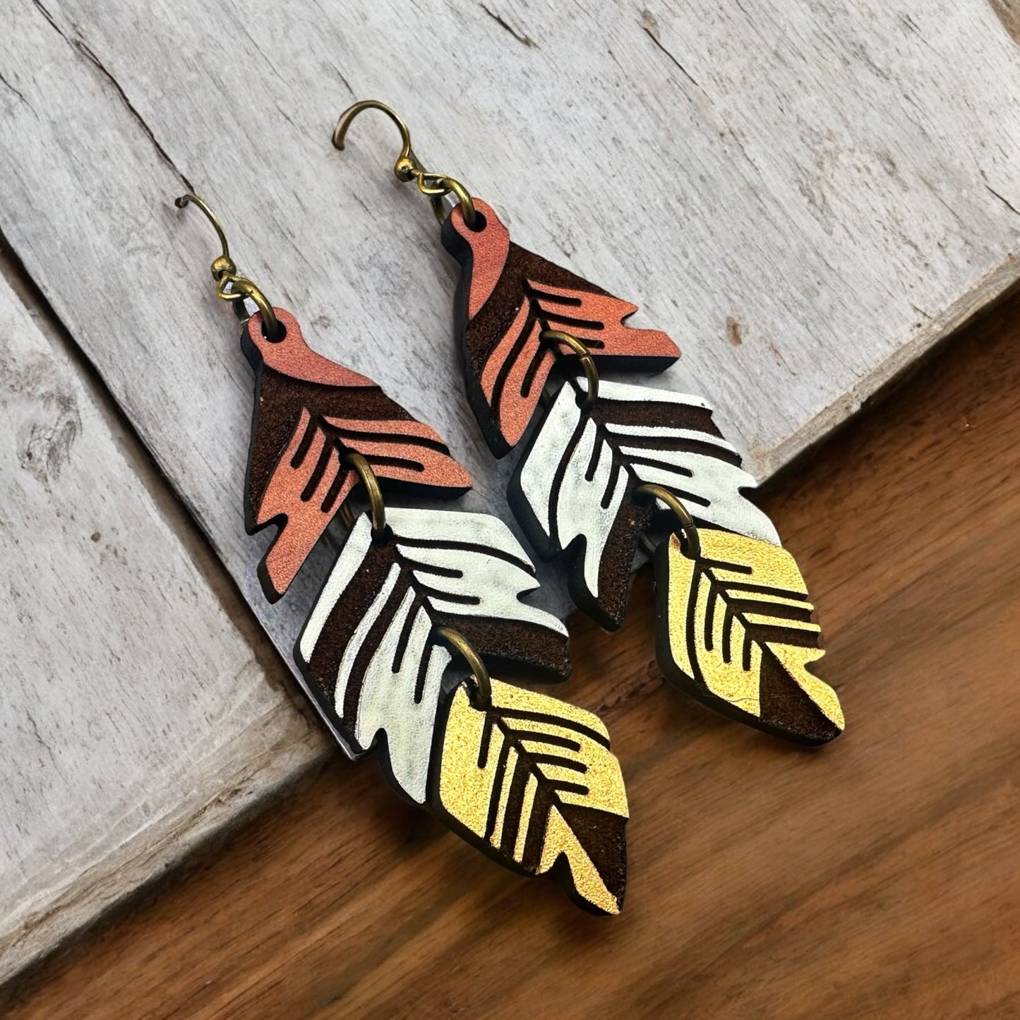 Feather Wood Earrings