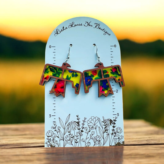 Cedar Thunderbird Wood inlay Earrings