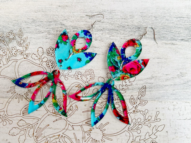 Turquoise Kukom Tulip Acrylic Earrings