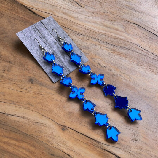 Deep blue mirror Mini Floral earrings