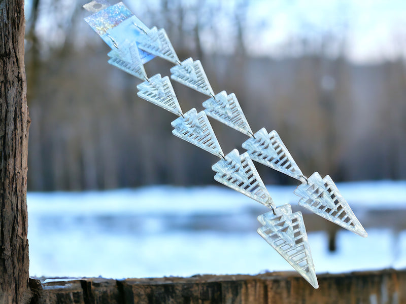 Pearly White XXL Arrow Earrings