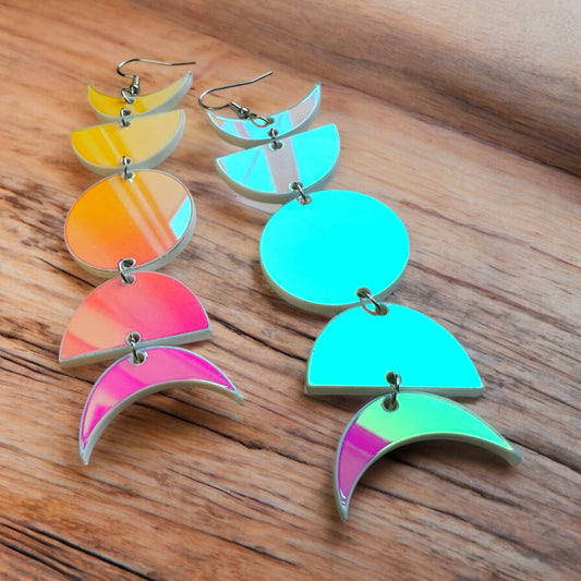 Iridescent Moon Phase Earrings