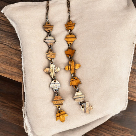 Zebra Wood Mini Floral Earrings