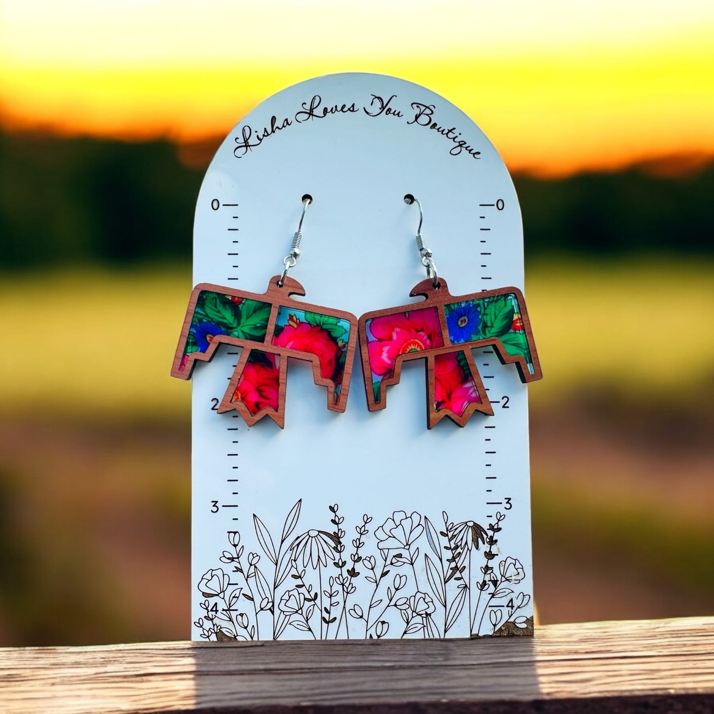 Cedar Thunderbird Wood inlay Earrings