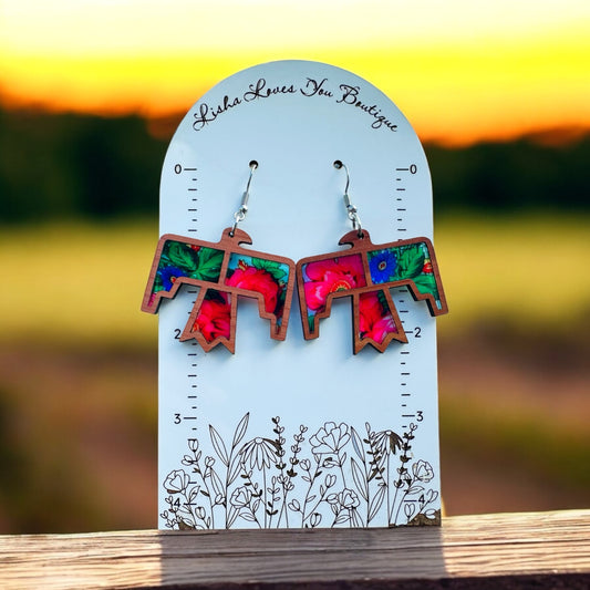 Cedar Thunderbird Wood inlay Earrings