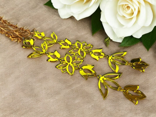 Yellow Mirror XxL Floral Drop Earrings