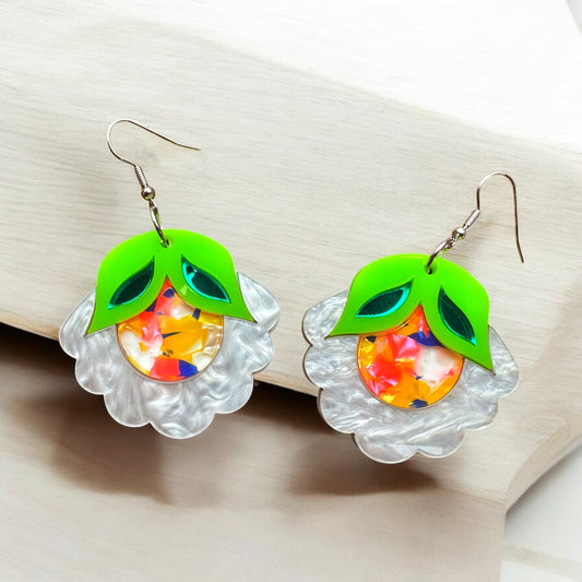 Koi essence floral Acrylic Earrings