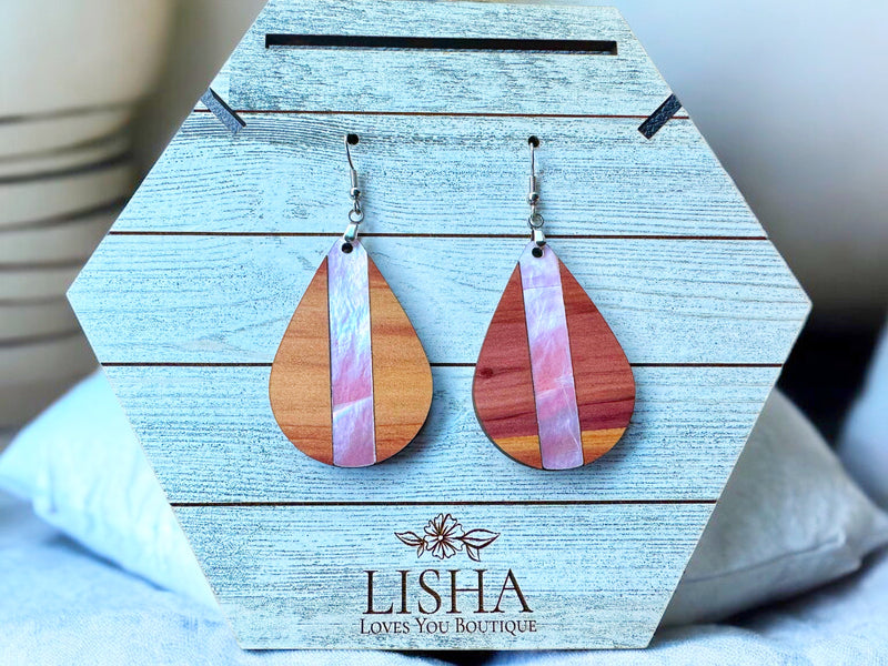 Aromatic Cedar & Abalone Inlay Earrings