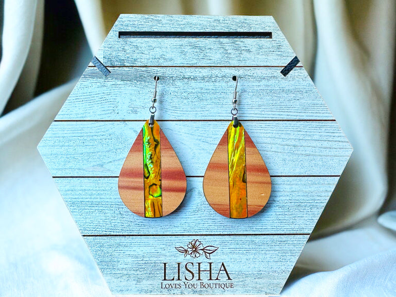 Aromatic Cedar & Abalone Inlay Earrings