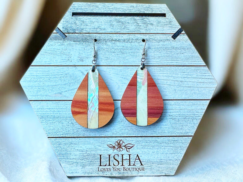 Aromatic Cedar & Abalone Inlay Earrings