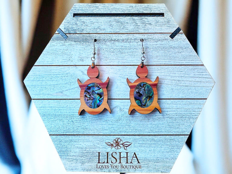 Aromatic Cedar & Abalone Inlay Earrings