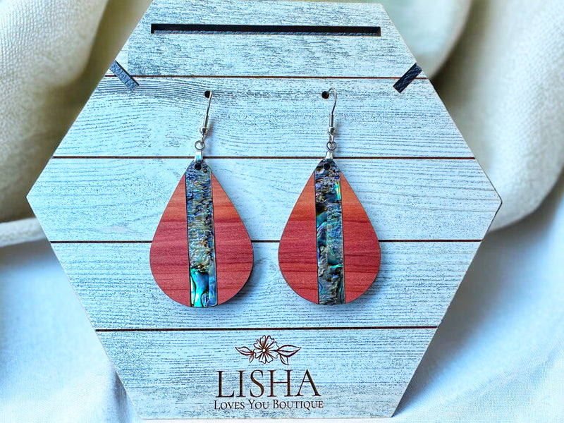 Aromatic Cedar & Abalone Inlay Earrings