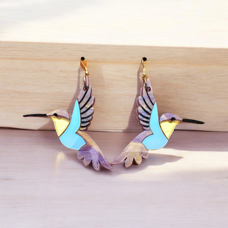 Purple Haze Hummingbird Earrings