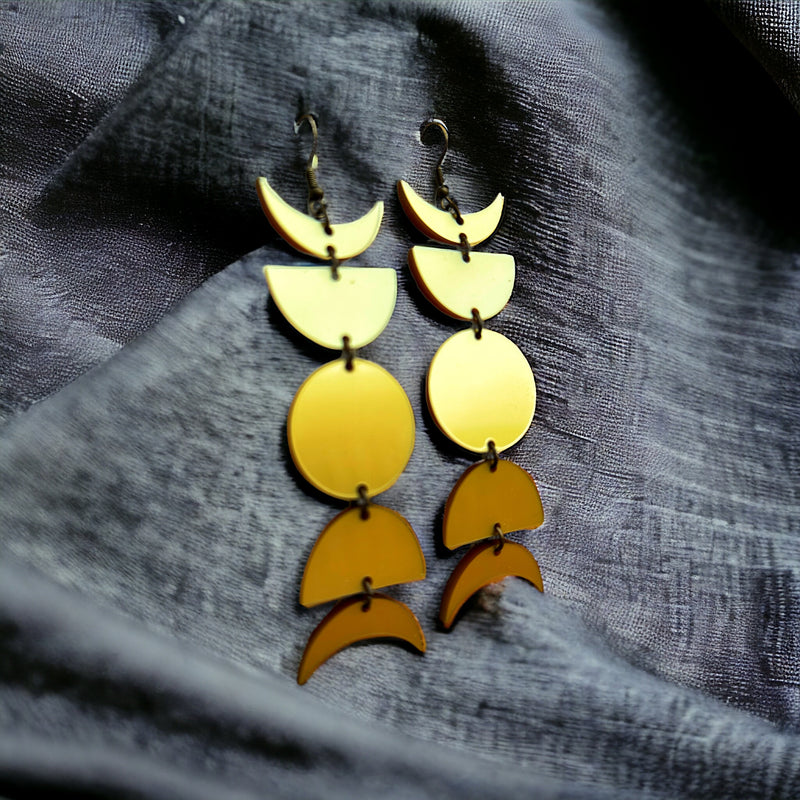 Marigold Metallic Moon Phase Earring