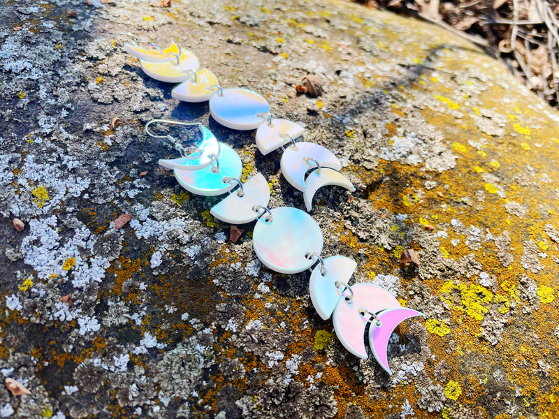 New Iridescent Moon Phase Earrings