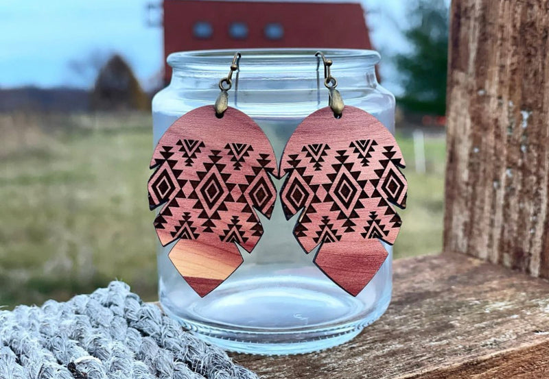 Aromatic Cedar Wood Tribal Earrings