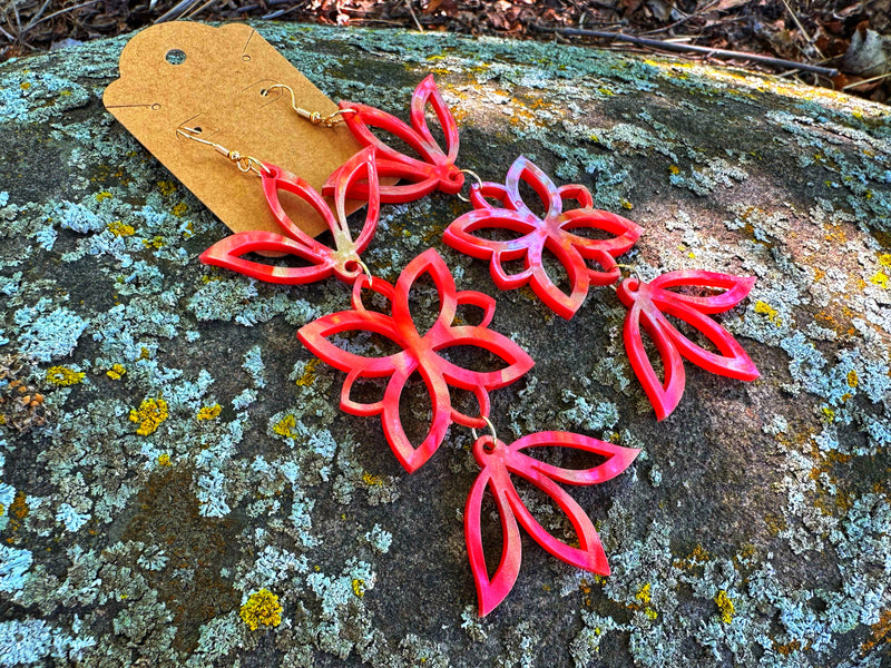 Coral 3 Tier Acrylic Earrings