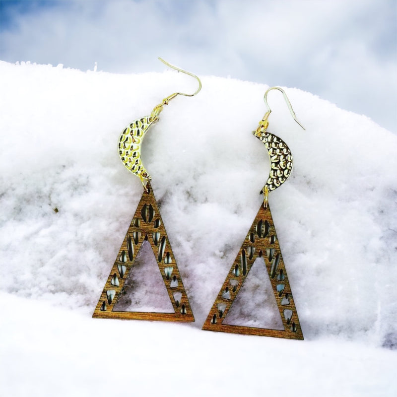 Walnut Wood Teepee Earrings