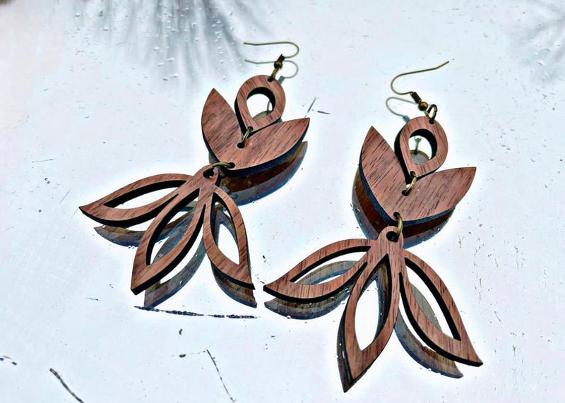 Walnut Wood tulip Earrings