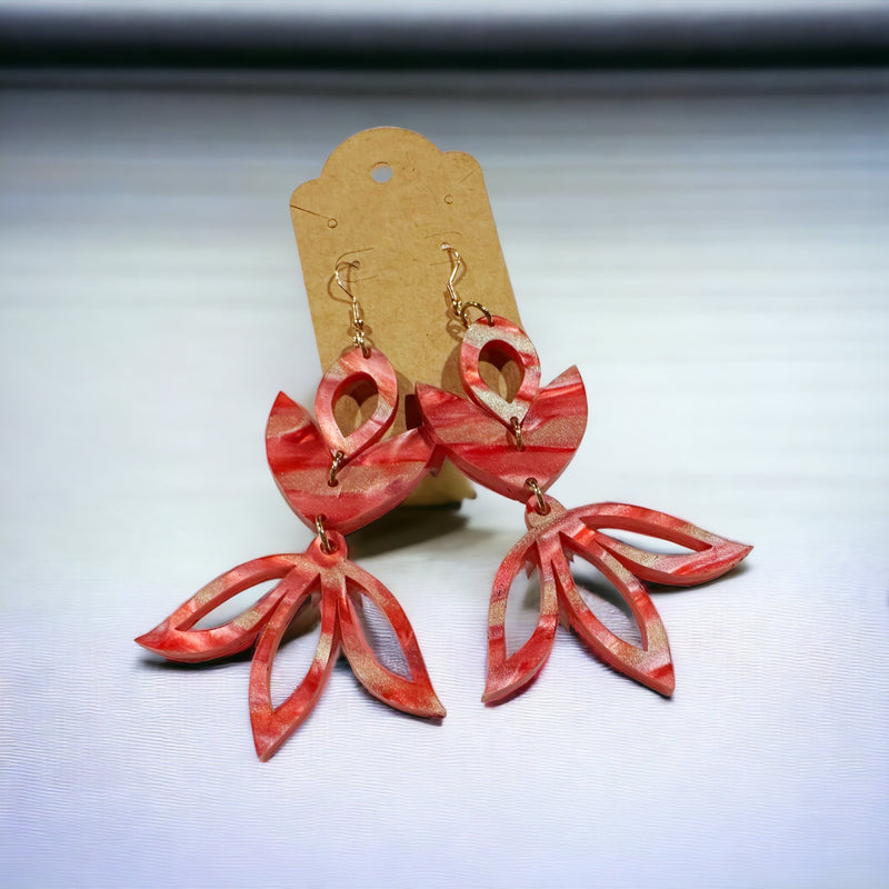 Coral Tulip Acrylic Earrings