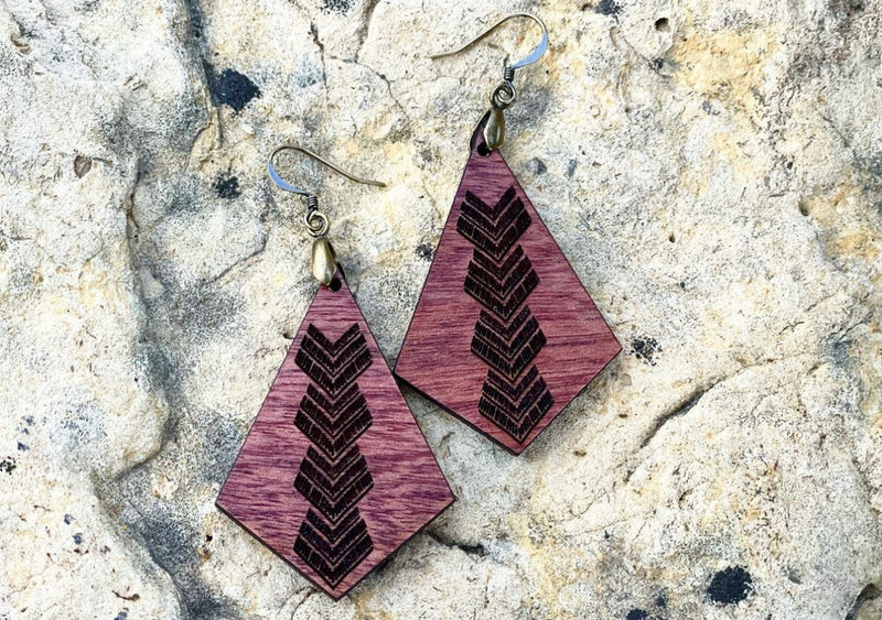 Walnut Wood Tribal Earrings