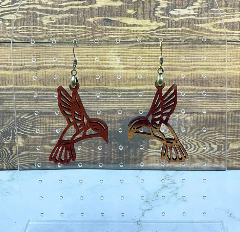 Aromatic Cedar Wood Hummingbird Earrings