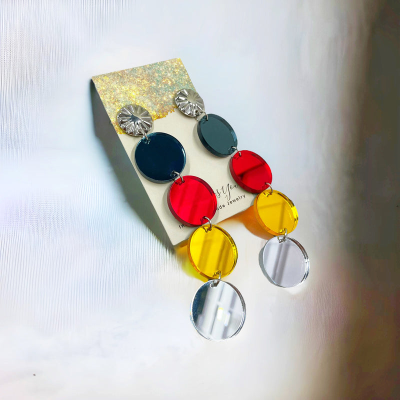 Mirror Medicine Wheel Earrings