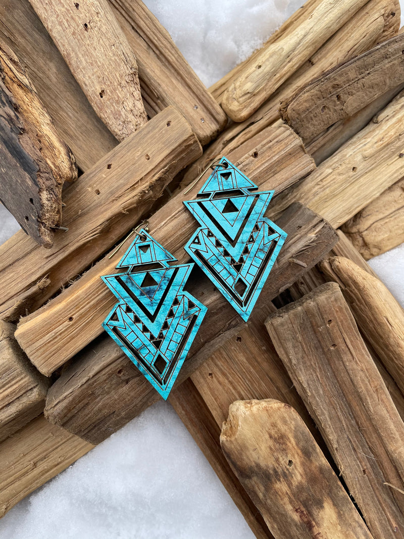 Art Deco Dagger Wood earrings