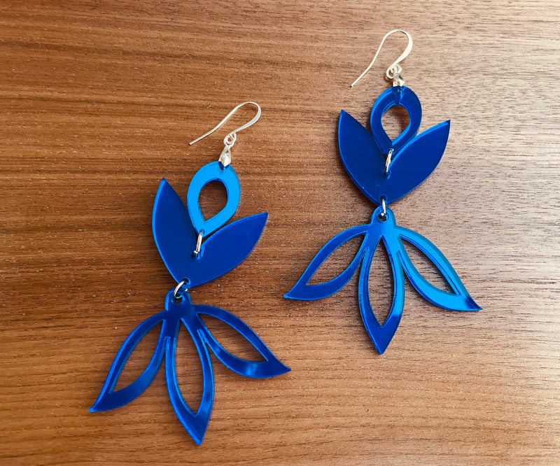 Royal Blue Mirror Acrylic Earrings