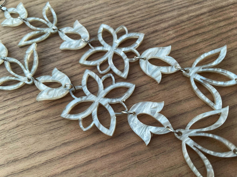 Mother of Pearl XxL Floral Drop Earrings