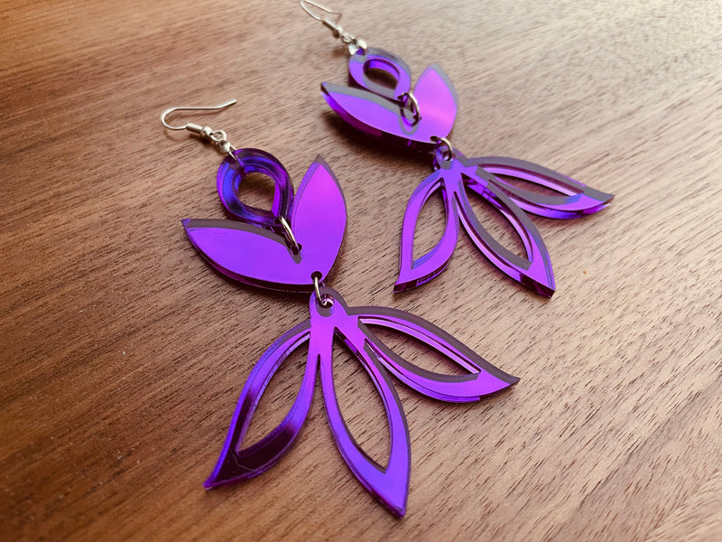 Purple Mirror Acrylic Earrings