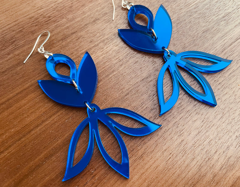 Royal Blue Mirror Acrylic Earrings