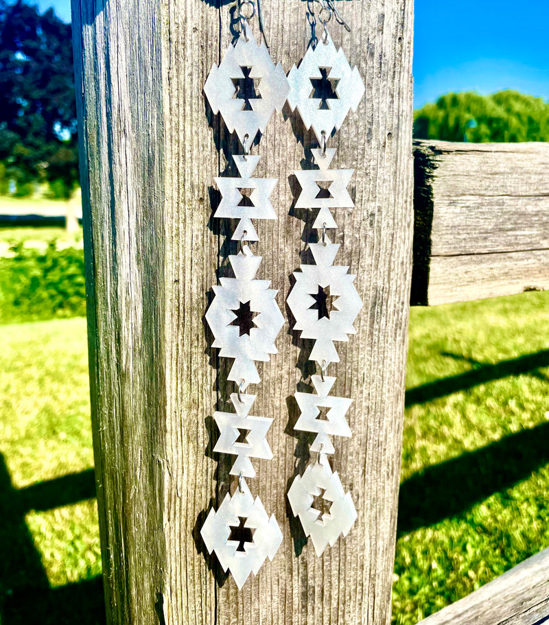 Pearly Aztec Drop Earrings