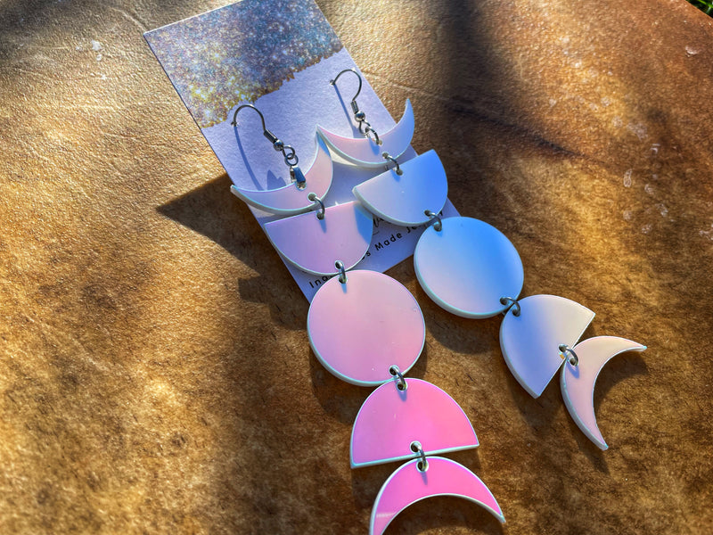 Iridescent Sunset Moon Phase Earrings